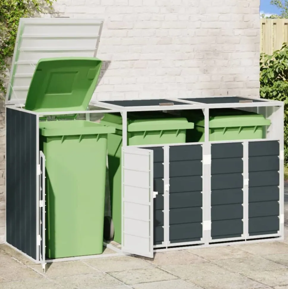 vidaXL Containerberging voor 3 containers 216x81x115cm staal antraciet