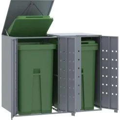 vidaXL Containerberging voor 2 containers 138x79x117 cm staal grijs
