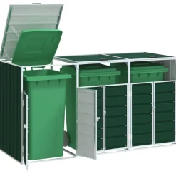 vidaXL Containerberging voor 3 containers 216x81x115 cm staal groen