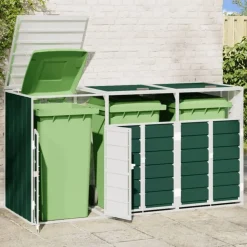 vidaXL Containerberging voor 3 containers 216x81x115 cm staal groen
