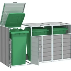 vidaXL Containerberging voor 3 containers 216x81x115 cm staal grijs