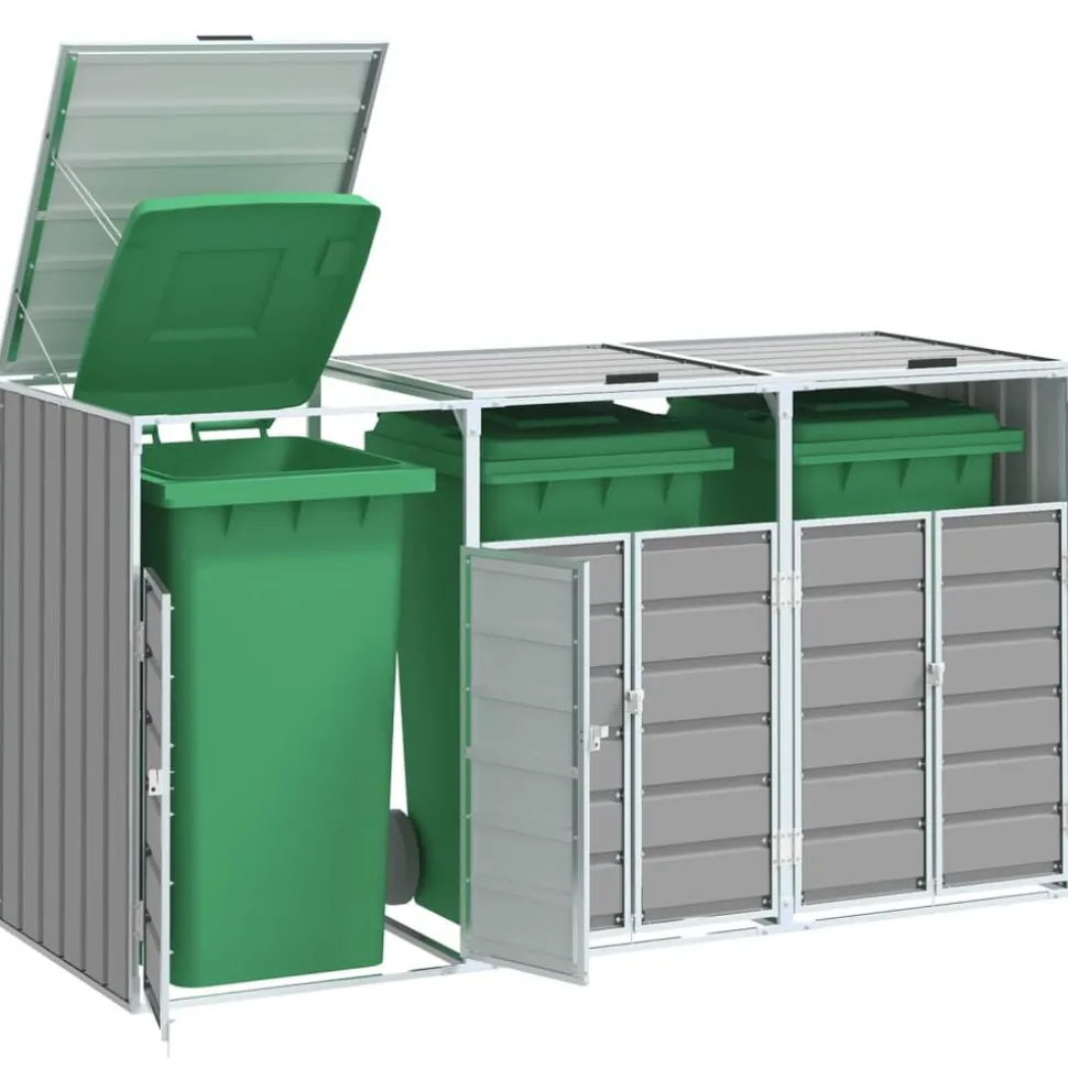 vidaXL Containerberging voor 3 containers 216x81x115 cm staal grijs