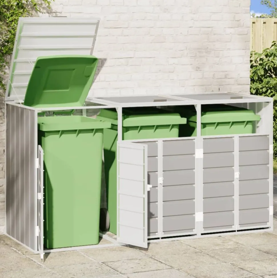 vidaXL Containerberging voor 3 containers 216x81x115 cm staal grijs