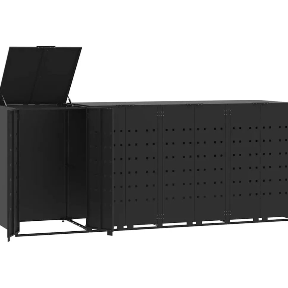 vidaXL Containerberging voor 4 containers 276x79x117 cm staal zwart