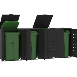 vidaXL Containerberging voor 4 containers 276x79x117 cm staal zwart