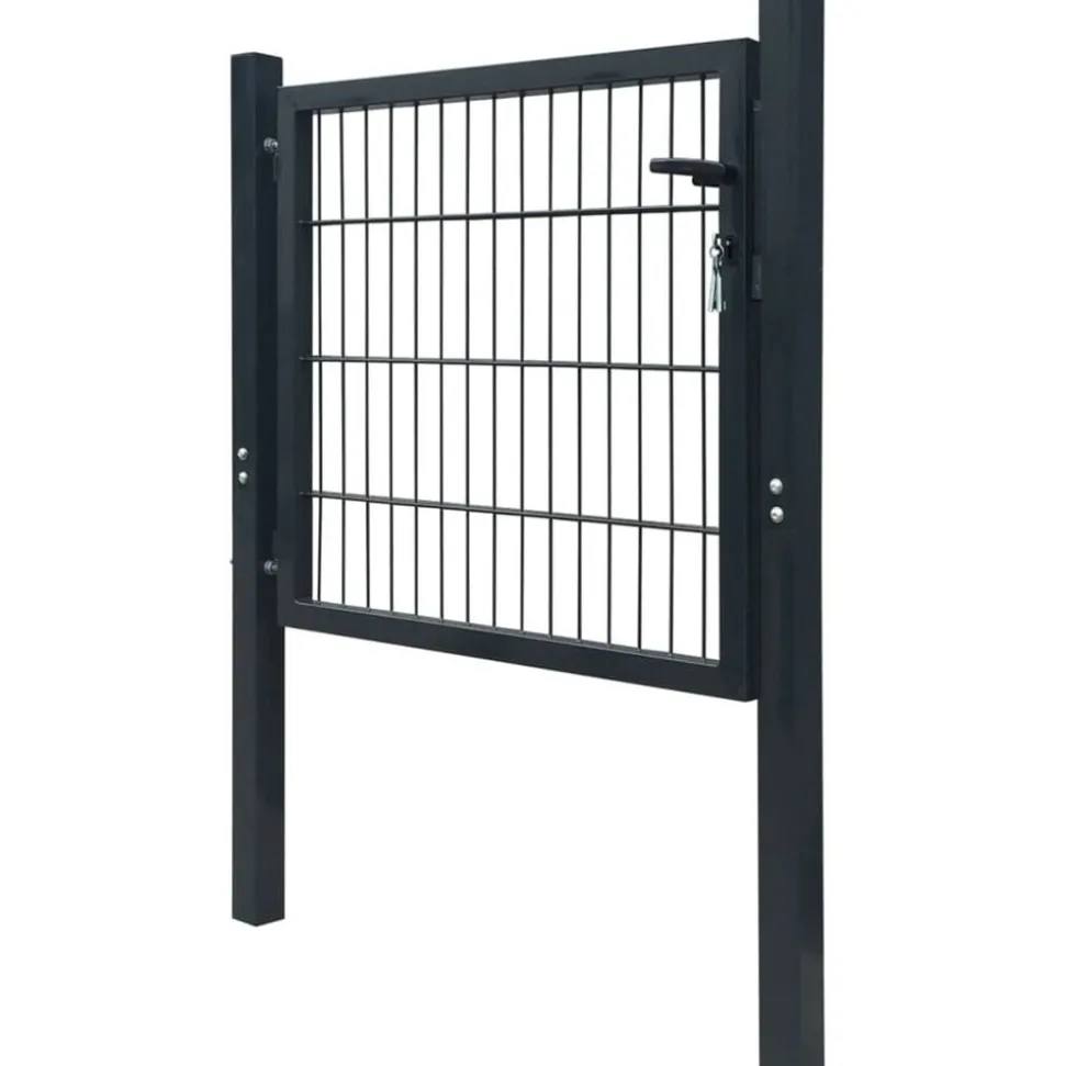 vidaXL 2D Hekpoort (Enkel) Antracietgrijs 100x80 cm
