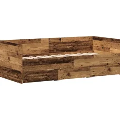 vidaXL Dagbed met hoofdeinde Oud Hout 90 x 200 cm Bewerkt hout