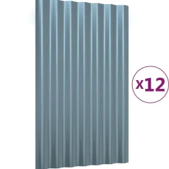 vidaXL Dakpanelen 12 st 60x36 cm gegalvaniseerd staal grijs