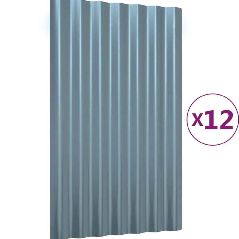 vidaXL Dakpanelen 12 st 60x36 cm gegalvaniseerd staal grijs