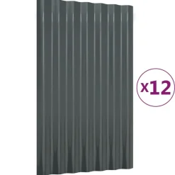 vidaXL Dakpanelen 12 st 60x36 cm gegalvaniseerd staal antracietkleurig