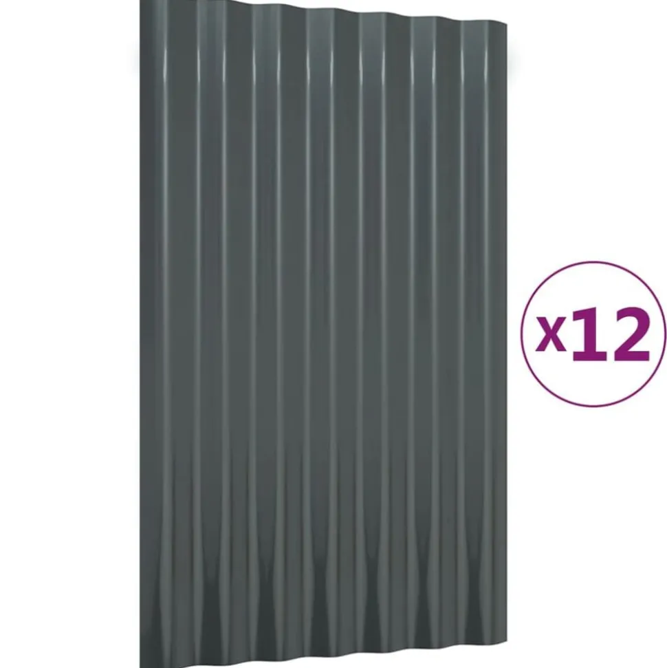 vidaXL Dakpanelen 12 st 60x36 cm gegalvaniseerd staal antracietkleurig