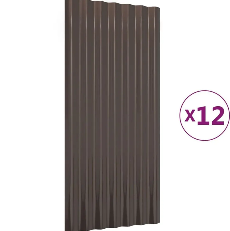 vidaXL Dakpanelen 12 st 80x36 cm gegalvaniseerd staal bruin