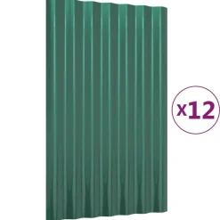 vidaXL Dakpanelen 12 st 60x36 cm gegalvaniseerd staal groen