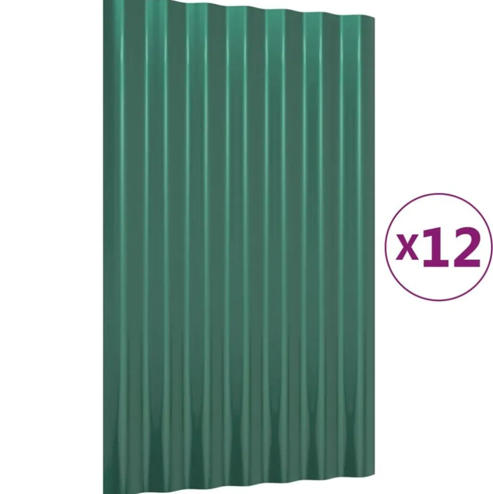vidaXL Dakpanelen 12 st 60x36 cm gegalvaniseerd staal groen