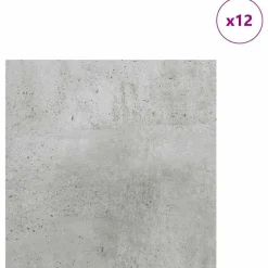vidaXL Decorpanelen 12 pcs Beton Grijs 30 x 30 x 0,27 cm Bewerkt hout