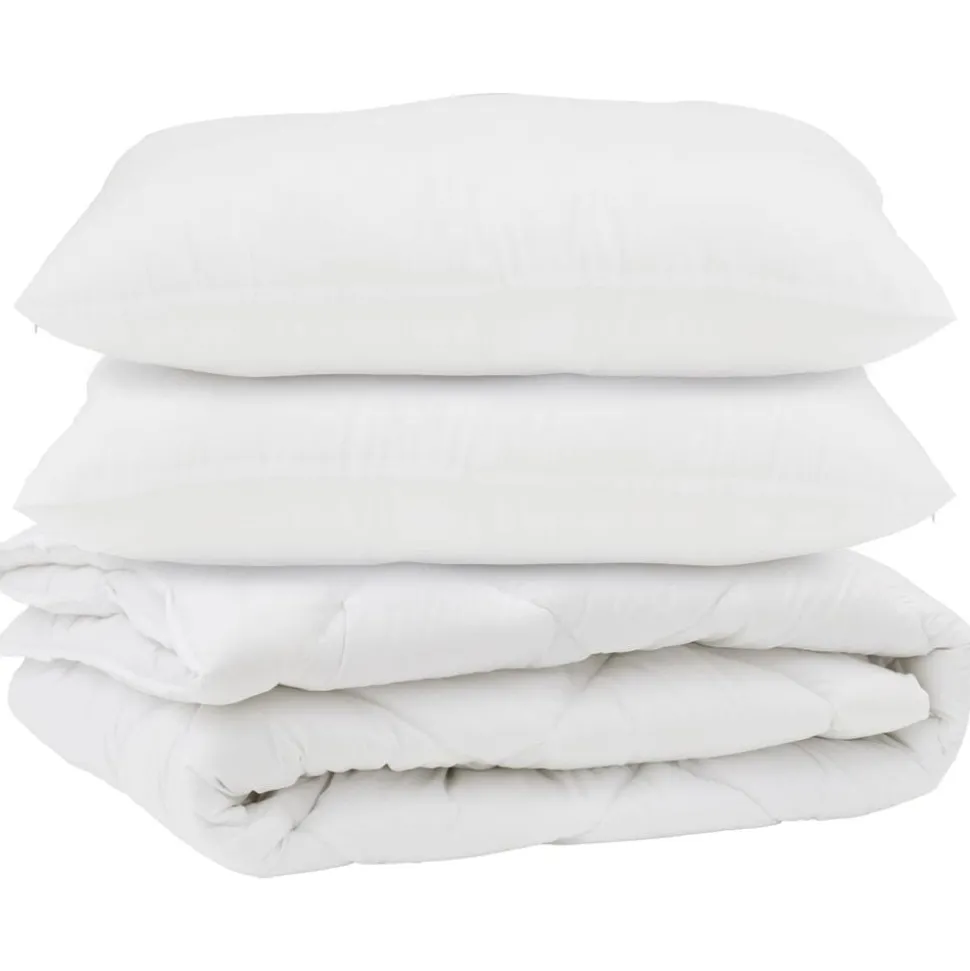 vidaXL Dekbed met kussen 3 pcs Wit Microvezel