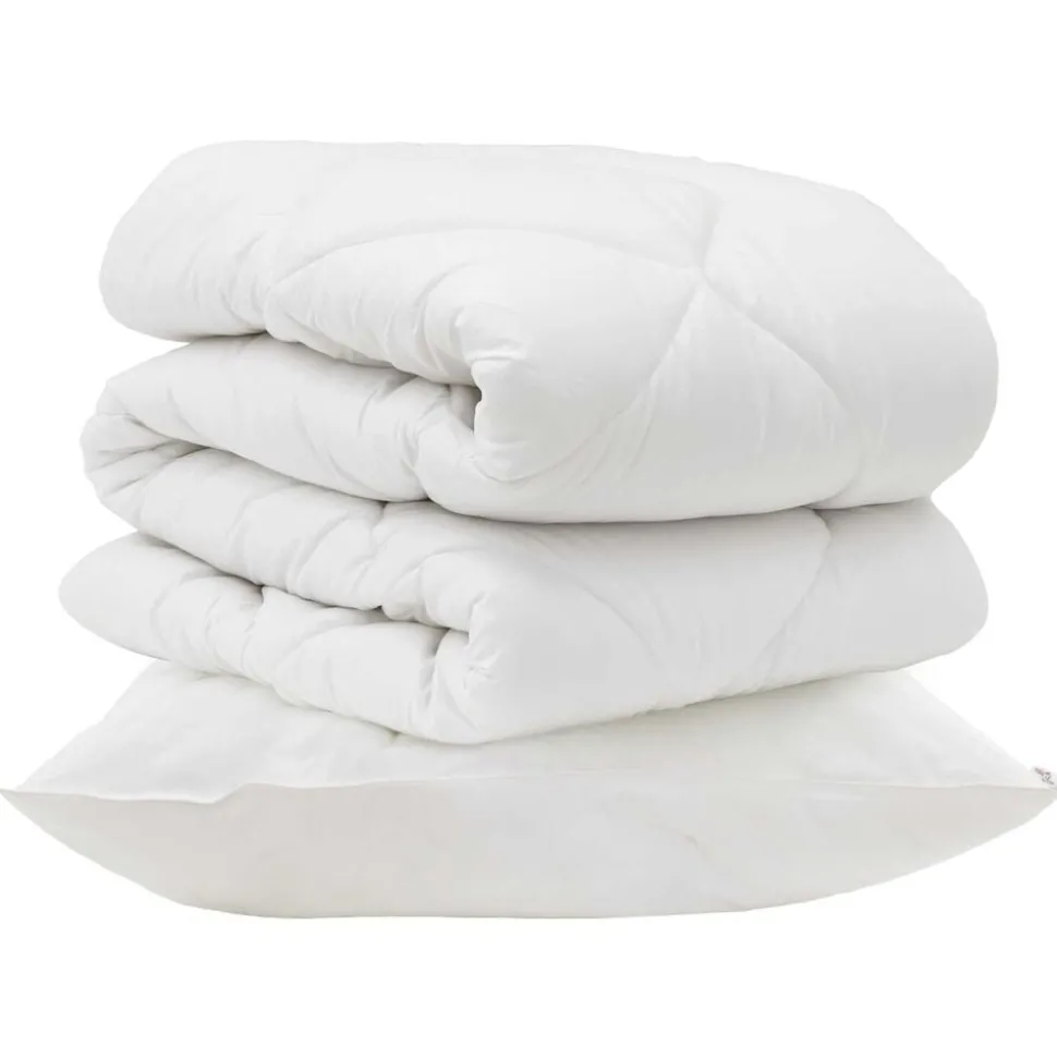 vidaXL Dekbed met kussen 2 pcs Wit Microvezel