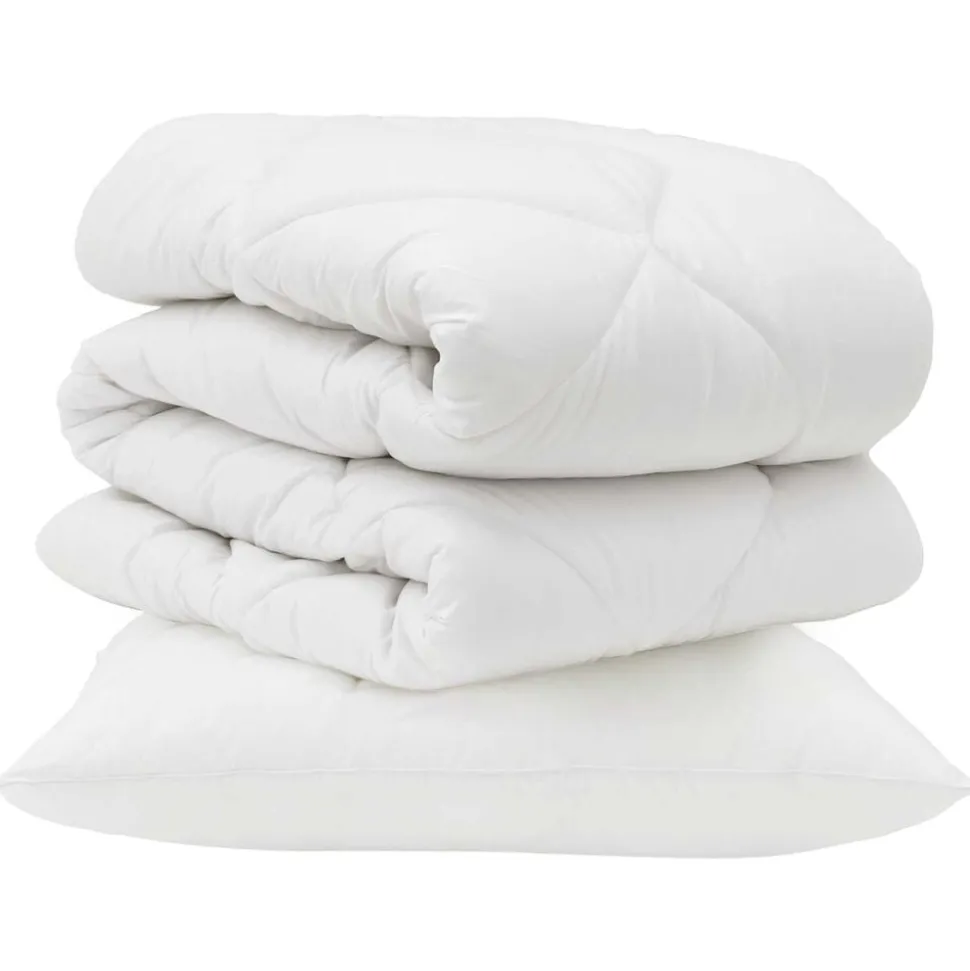 vidaXL Dekbed met kussen 2 pcs Wit Microvezel