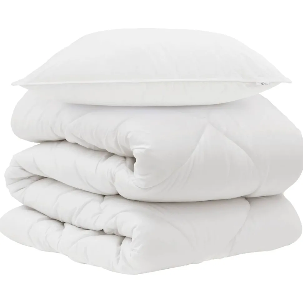 vidaXL Dekbed met kussen 2 pcs Wit Microvezel