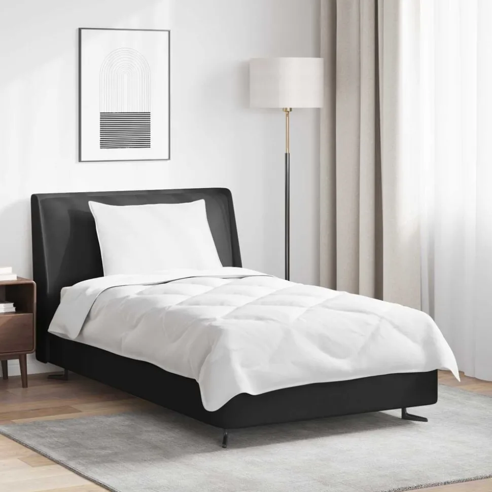 vidaXL Dekbed met kussen 2 pcs Wit Microvezel