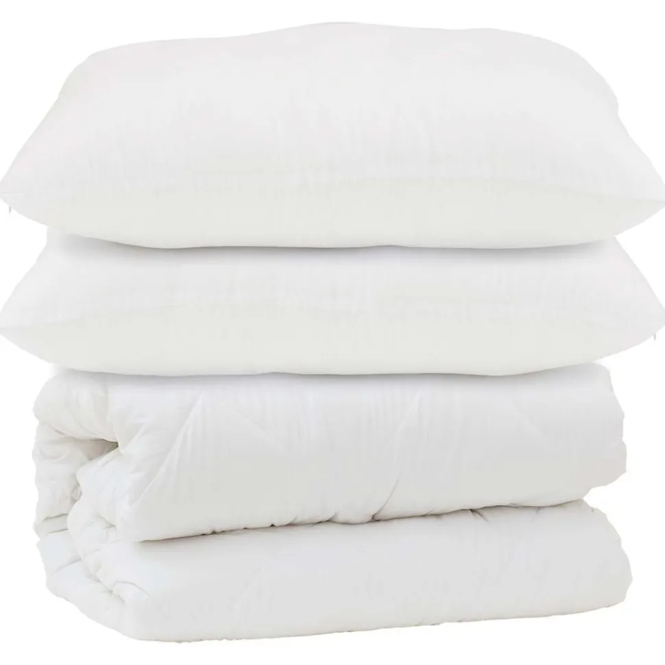 vidaXL Dekbed met kussen 3 pcs Wit Microfibre
