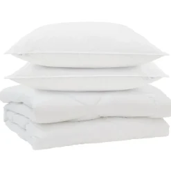 vidaXL Dekbed met kussen 3 pcs Wit Microfibre