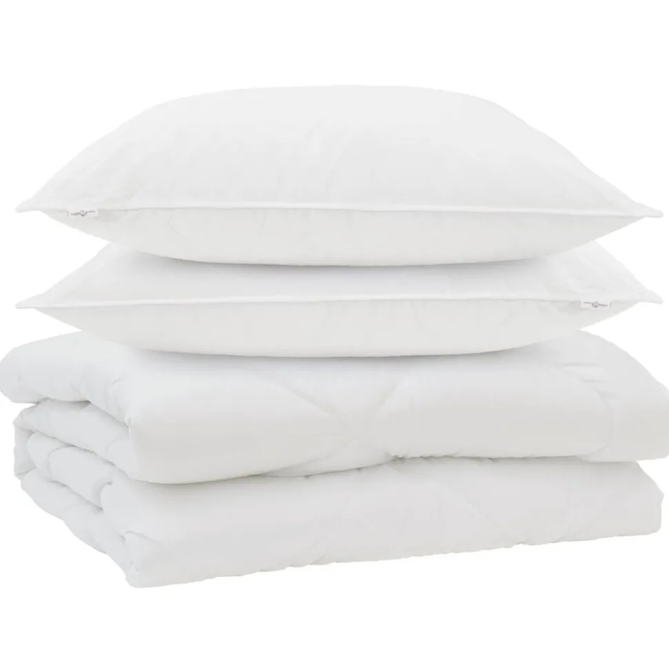 vidaXL Dekbed met kussen 3 pcs Wit Microfibre