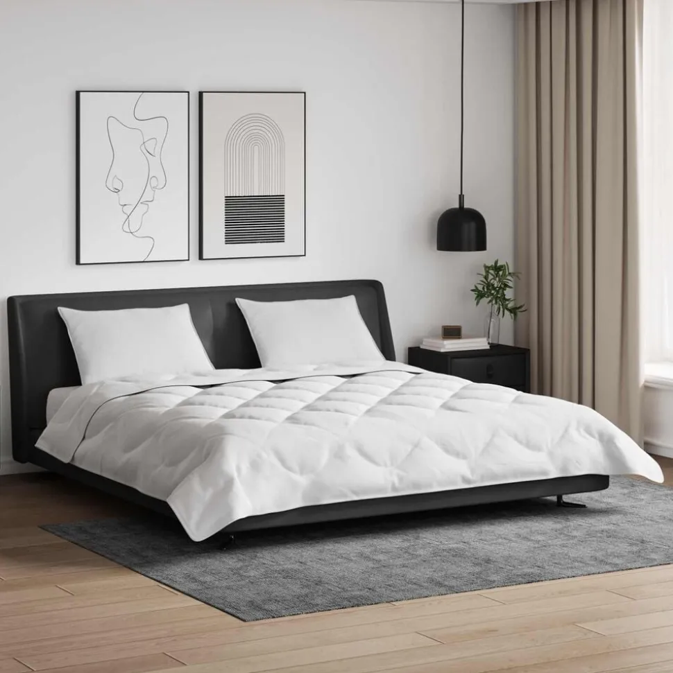 vidaXL Dekbed met kussen 3 pcs Wit Microfibre