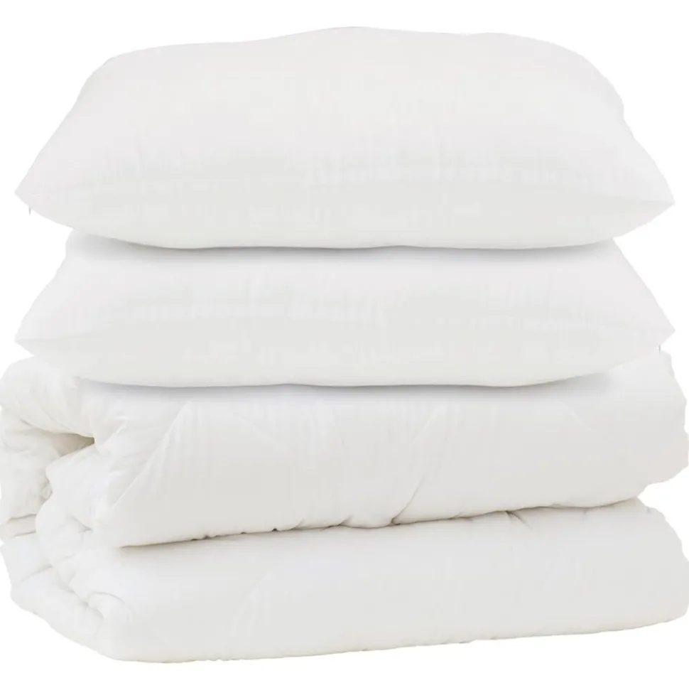 vidaXL Dekbed met kussen 3 pcs Wit Microfibre