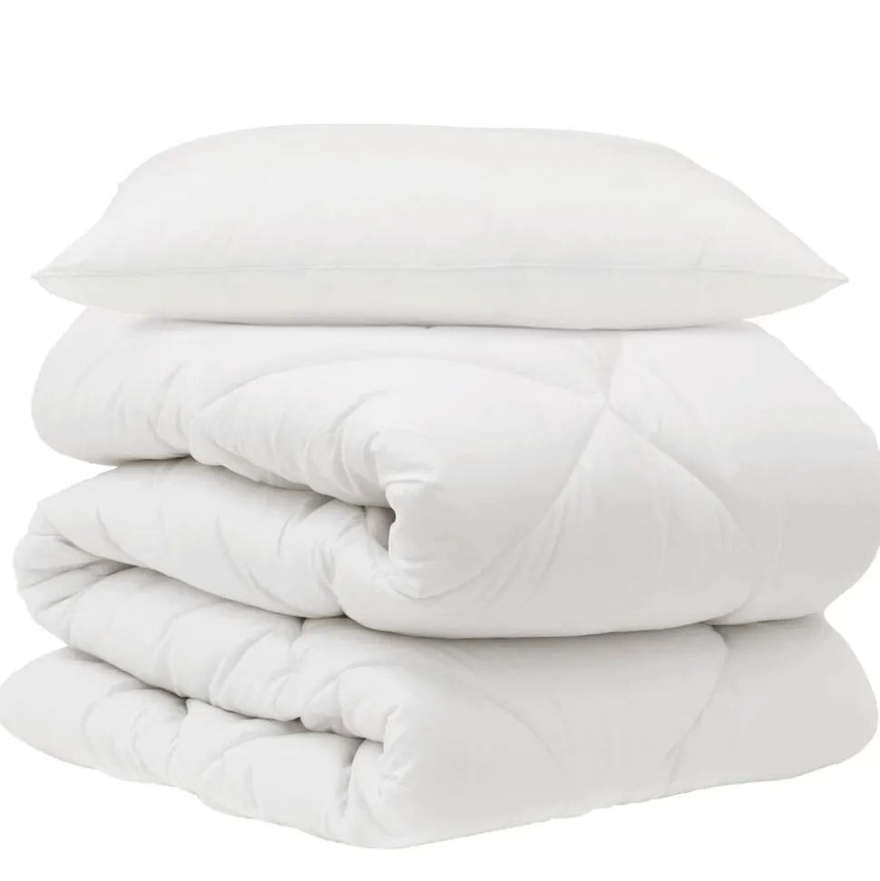 vidaXL Dekbed met kussen 2 pcs Wit Microvezel