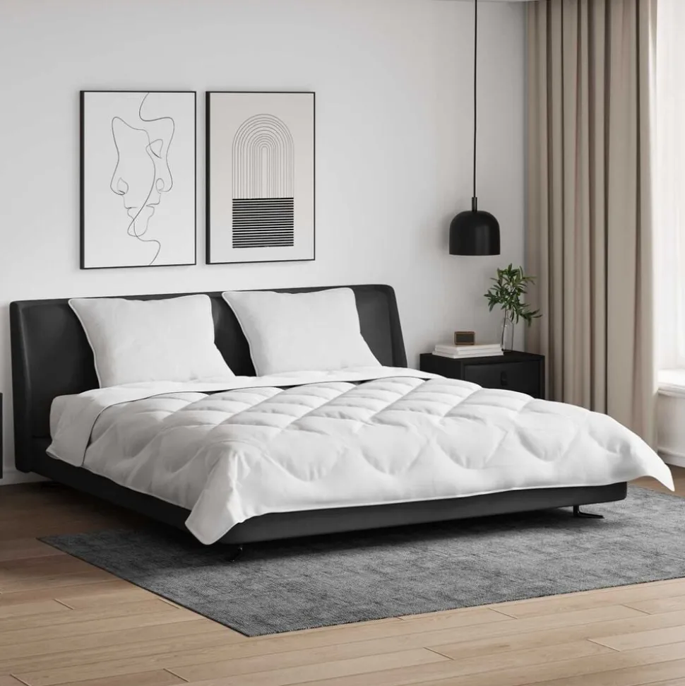 vidaXL Dekbed met kussen 3 pcs Wit Microfibre