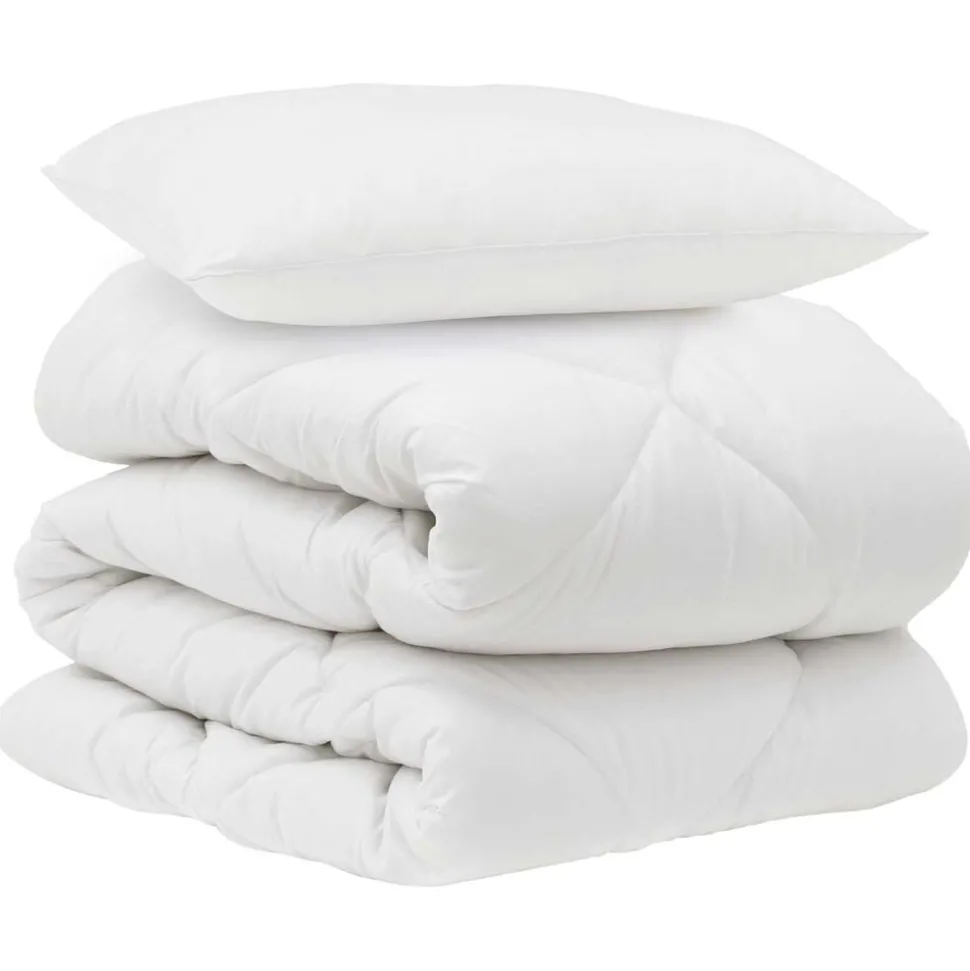 vidaXL Dekbed met kussen 2 pcs Wit Microvezel