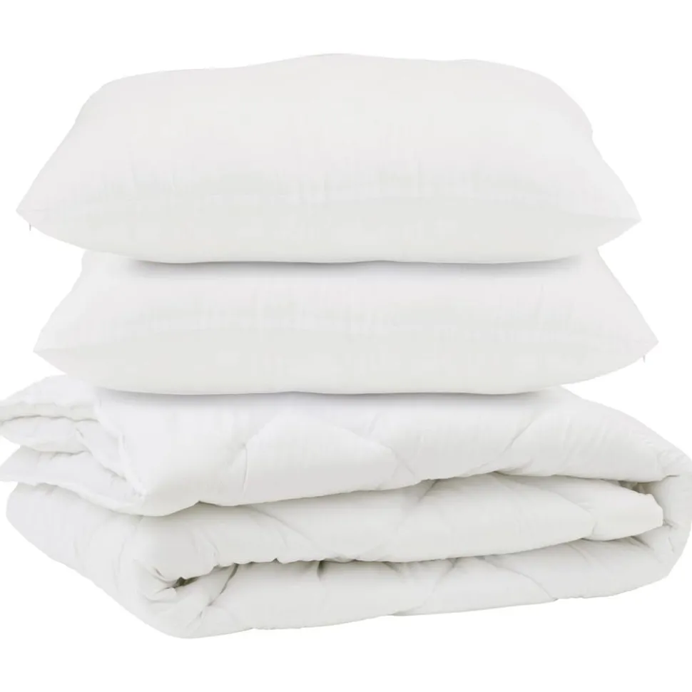 vidaXL Dekbed met kussen 3 pcs Wit Microvezel
