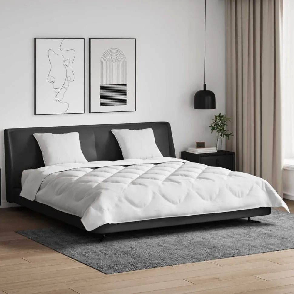 vidaXL Dekbed met kussen 3 pcs Wit Microvezel