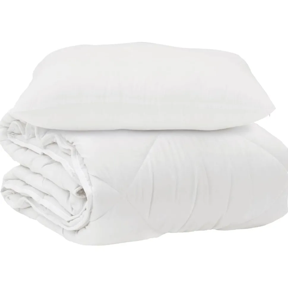 vidaXL Dekbed met kussen 2 pcs Wit Microvezel
