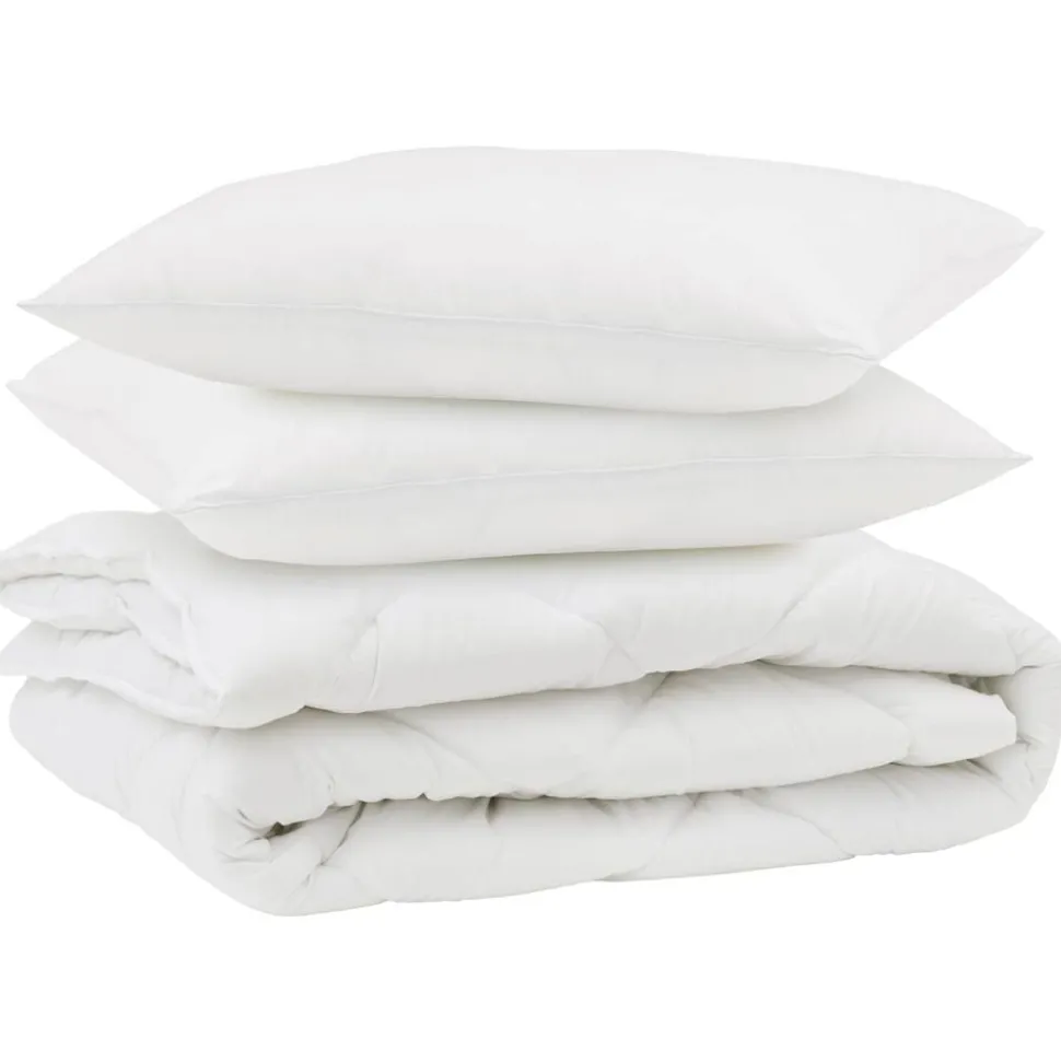 vidaXL Dekbed met kussen 3 pcs Wit Microfibre