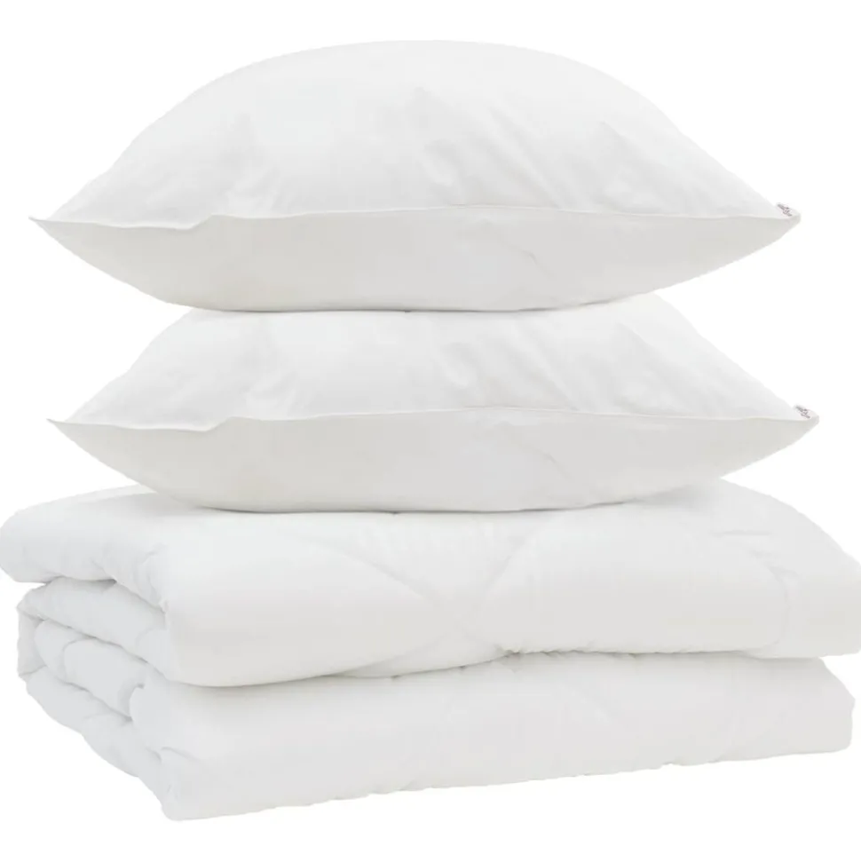 vidaXL Dekbed met kussen 3 pcs Wit Microfibre