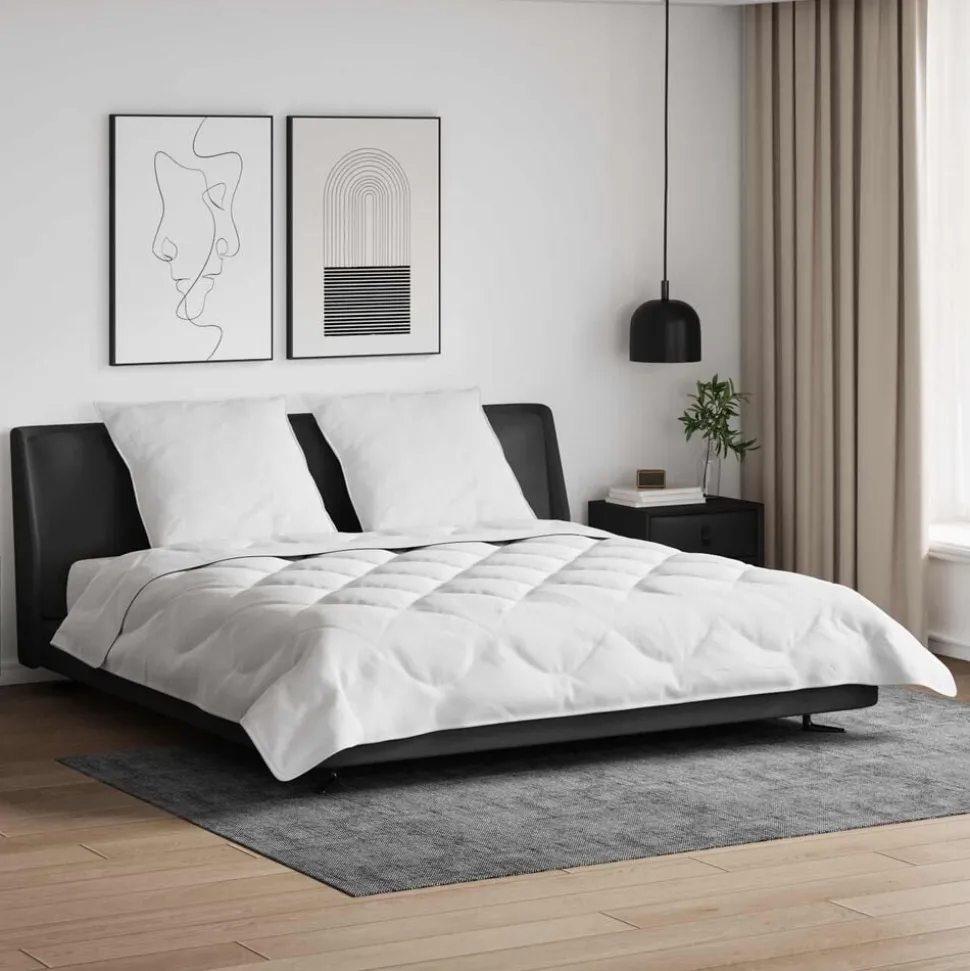 vidaXL Dekbed met kussen 3 pcs Wit Microfibre