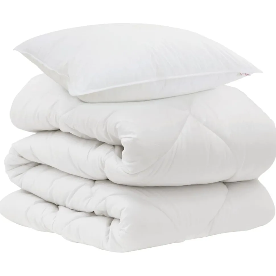 vidaXL Dekbed met kussen 2 pcs Wit Microvezel