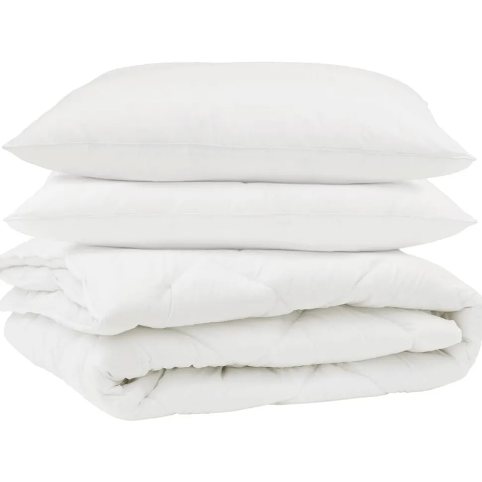 vidaXL Dekbed met kussen 3 pcs Wit Microfibre