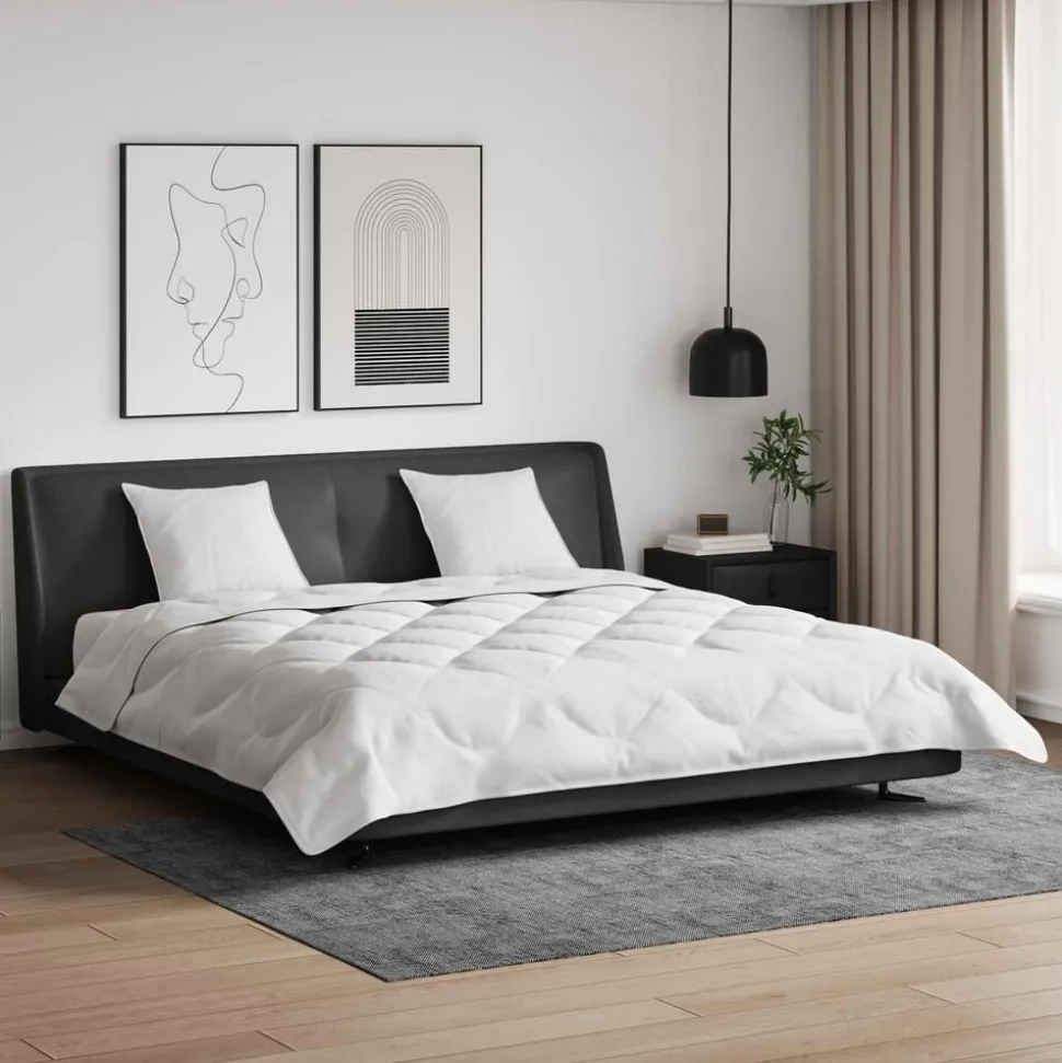 vidaXL Dekbed met kussen 3 pcs Wit Microfibre