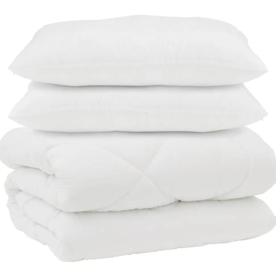 vidaXL Dekbed met Kussens 3 pcs Wit Microfiber en Dons Feather