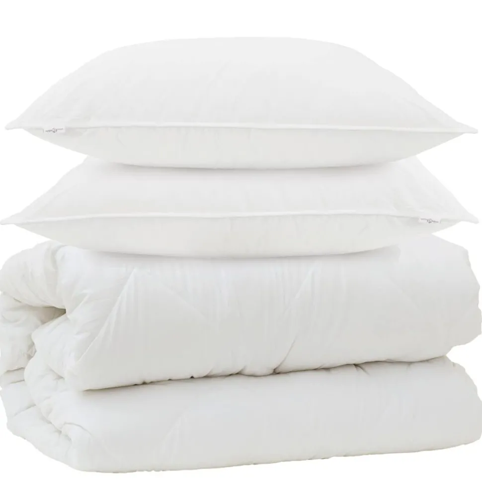 vidaXL Dekbed met Kussens met kussen 3 pcs Wit Microvezel