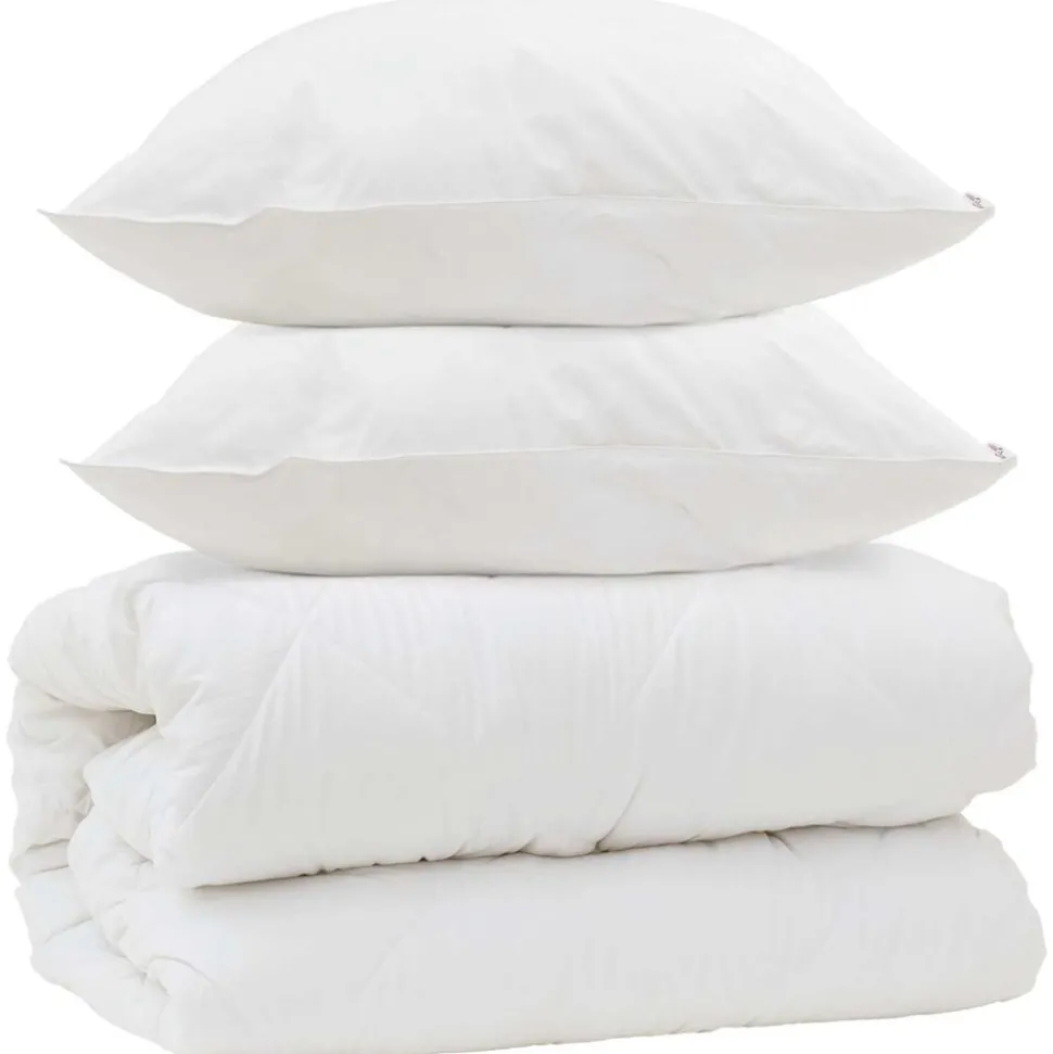 vidaXL Dekbed met Kussens met kussen 3 pcs Wit Microvezel