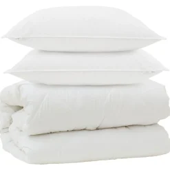 vidaXL Dekbed met Kussens met kussen 3 pcs Wit Microvezel
