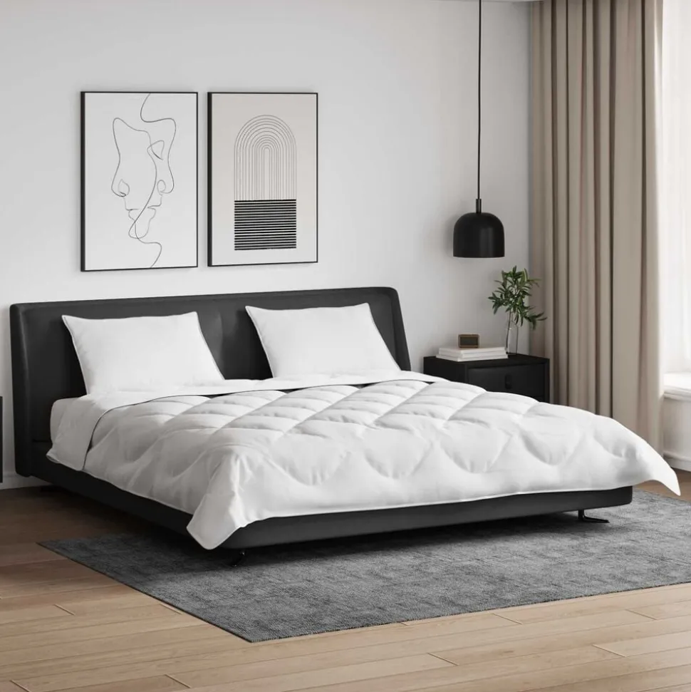vidaXL Dekbed met Kussens met kussen 3 pcs Wit Microvezel