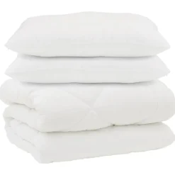 vidaXL Dekbed met Kussens 3 pcs Wit Microfiber en Dons Feather