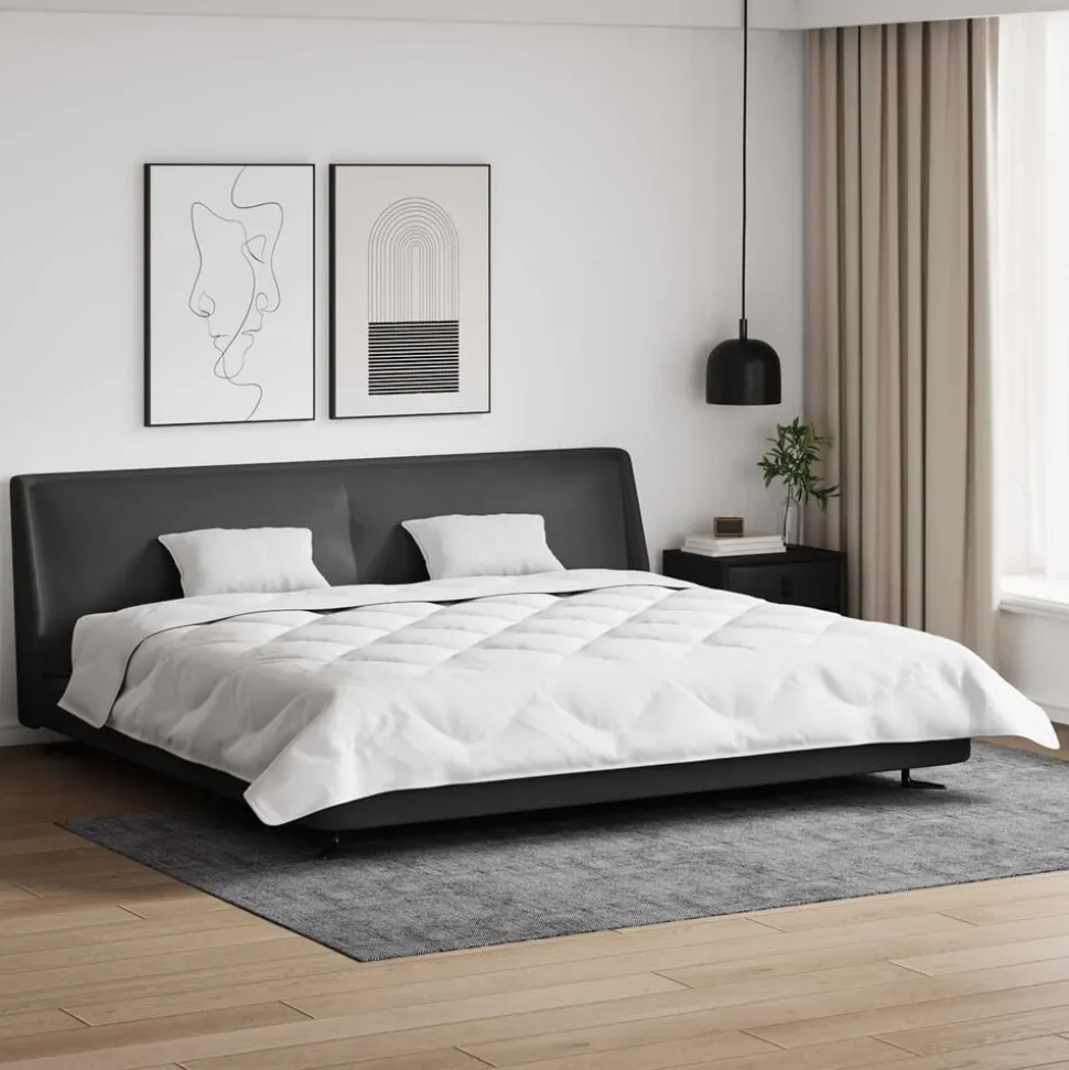 vidaXL Dekbed met Kussens 3 pcs Wit Microfiber en Dons Feather
