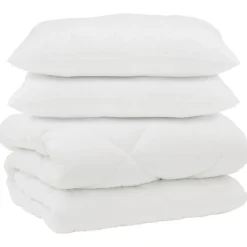 vidaXL Dekbed met Kussens 3 pcs Wit Microfiber en Dons Feather