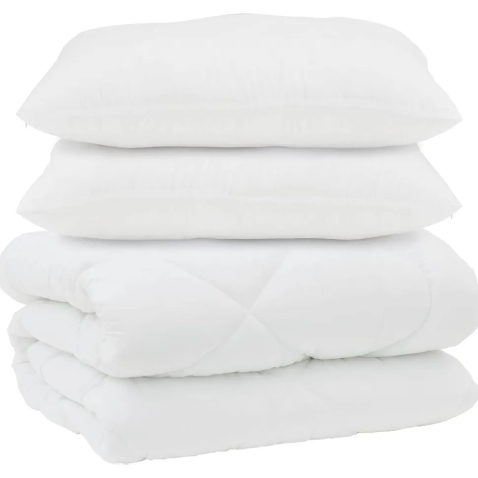vidaXL Dekbed met Kussens 3 pcs Wit Microfiber en Dons Feather